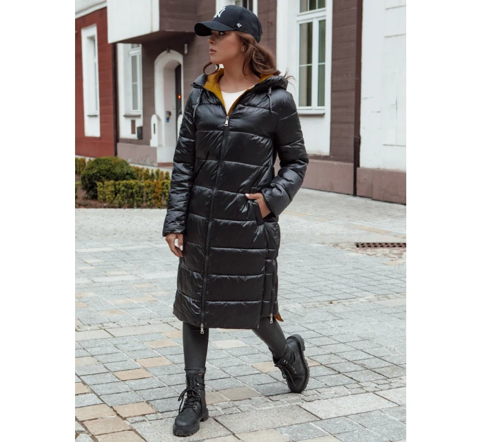 Dámský prošívaný zimní kabát s kapucí černý model 21979884 - Dstreet