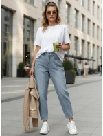 Dámské baggy džíny s vysokým pasem modré FashionStreet UY2856 Dámské baggy džíny s vysokým pasem modré FashionStreet UY2856