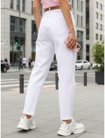 damskie mom fit z paskiem białe model 22016737 - FashionStreet