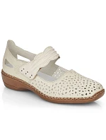 Dámská kožená prolamovaná obuv na suchý zip béžové barvy Rieker 41399-14