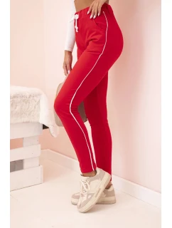 Dámské bavlněné cargo kalhoty s kapsami a řetízkem béžové