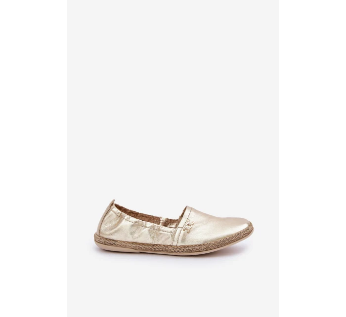 Elegantní Damské Kožené Espadrilky Zazoo 10177 Zlaté Elegantní Damské Kožené Espadrilky Zazoo 10177 Zlaté