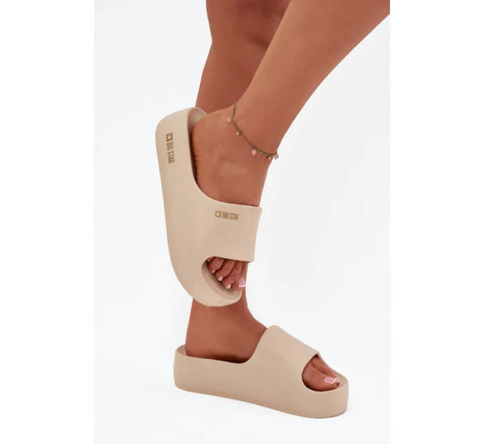 Dámské Pěnové Pantofle Na Masivní Platformě Big Star SS274722 Béžové