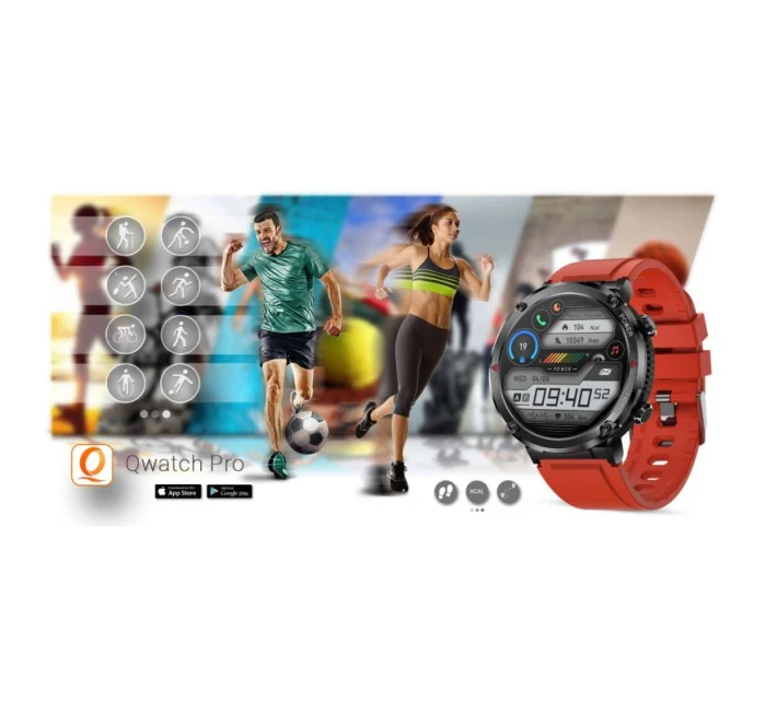 Chytré hodinky Gravity GT21-6 + červený silikonový řemínek