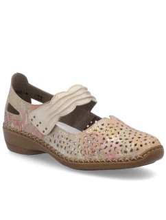 Dámská kožená prolamovaná obuv na suchý zip model 22021923 - Rieker