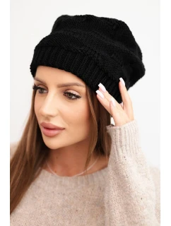 Dámská zimní čepice z vlny s pletením černá model 21782967 - K-Fashion