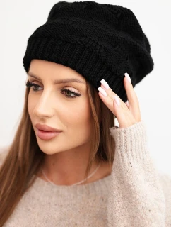 Dámská zimní čepice z vlny s pletením černá model 21782967 - K-Fashion