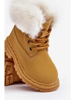 Dětské Trapery Botky na Zip s Kožešinou Camel model 21640125 - Boto