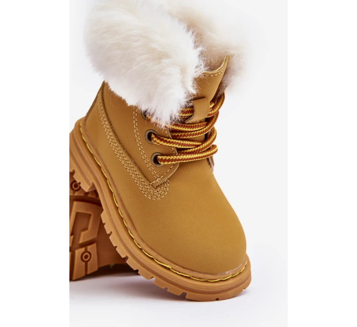 Dětské Trapery Botky na Zip s Kožešinou Camel model 21640125 - Boto