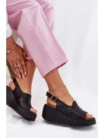 Dámské Sandály Z Přírodní Kůže Na Klínu Artiker Černé 54C0791