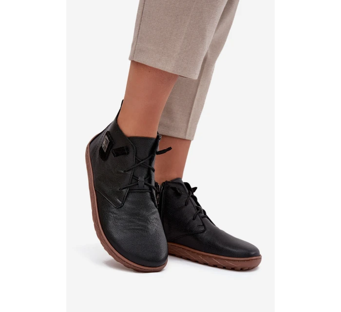 Kožené dámské polobotky s ozdobným detailem  Černé model 21708053 - Zazoo