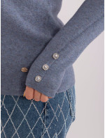 Šedomodrý svetr plus size velikosti s výstřihem
