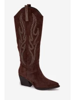 Dámské kovbojky na podpatku Jovina – čokoládové Dámské kovbojky na podpatku Jovina – čokoládové