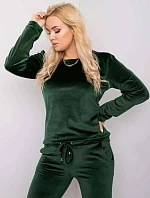 Dámská velurová tepláková souprava plus size tmavě zelená (6085)