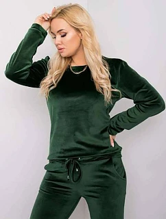 Dámská velurová tepláková souprava plus size tmavě zelená (6085)