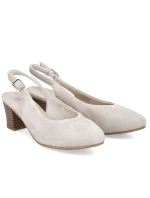 Béžové kožené lodičky s otevřenou špičkou Rieker 44651-60