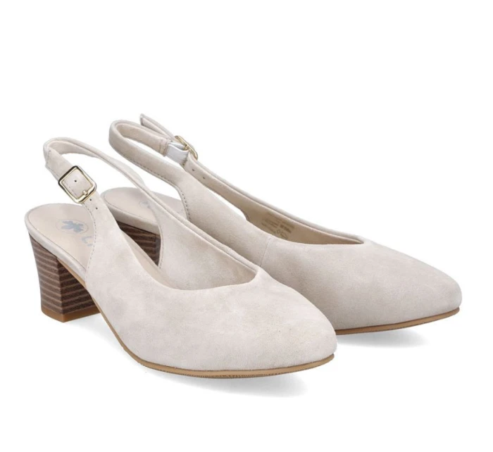 Béžové kožené lodičky s otevřenou špičkou Rieker 44651-60