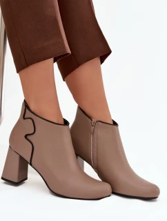 Dámské zateplené kotníkové boty na sloupku – béžové Ivessara