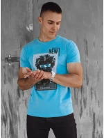 Pánské tyrkysové tričko s potiskem FashionStreet RX5551