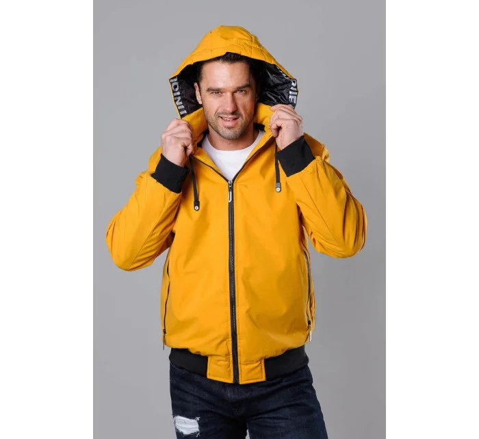 Pánská žlutá sportovní bunda s kapucí model 18311037 - J.STYLE Pánská žlutá sportovní bunda s kapucí model 18311037 - J.STYLE