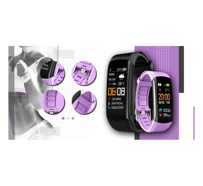 GIEWONT Smartwatch Black Light Purple 2 Stripes GW200-8 GIEWONT Smartwatch Black Light Purple 2 Stripes GW200-8