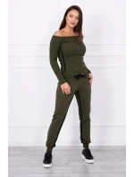 Sada s dvojitými pruhy v khaki barvě