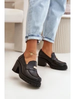 Zazoo 20168 Elegantní Dámské Polobotky Na Podpatku Přírodní Kůže Černá