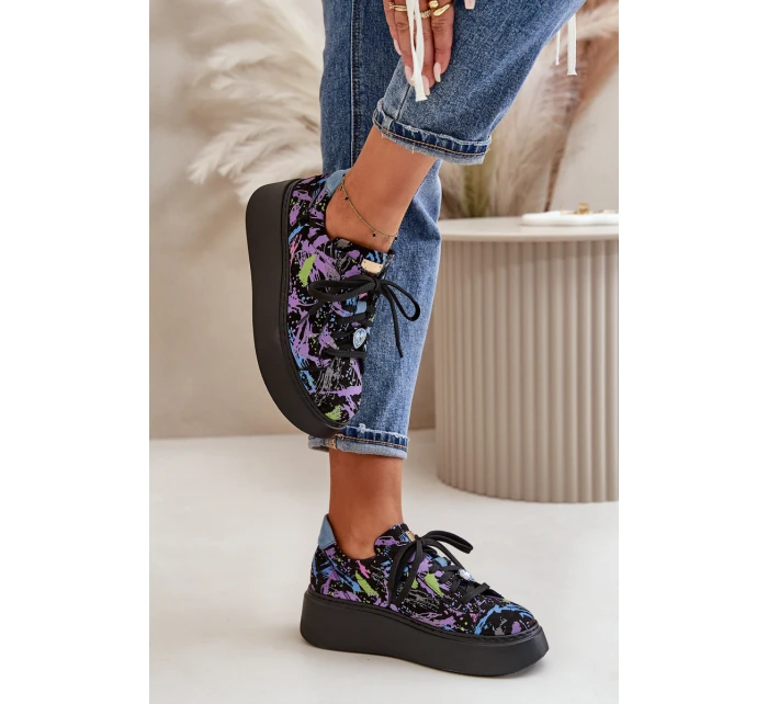 Kožené Sportovní Boty Na Platformě Fialové model 21670482 - Maciejka Kožené Sportovní Boty Na Platformě Fialové model 21670482 - Maciejka