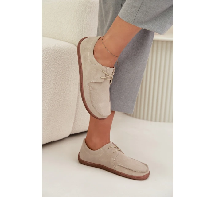 Dámské polobotky typu barefoot z přírodního semiše Zazoo 327 světle béžové