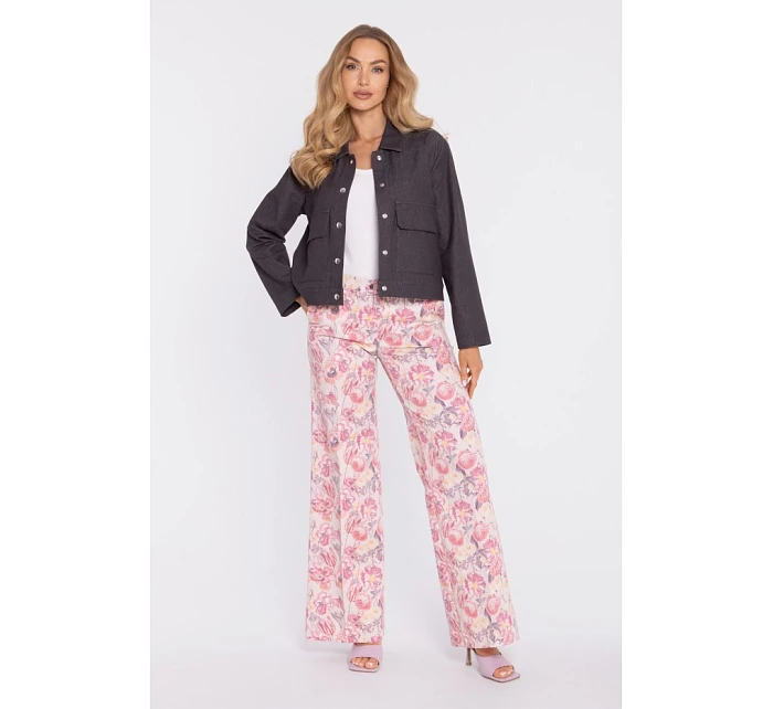 M909 Zkrácená bunda na knoflíky s klopami - grafitová M909 Zkrácená bunda na knoflíky s klopami - grafitová