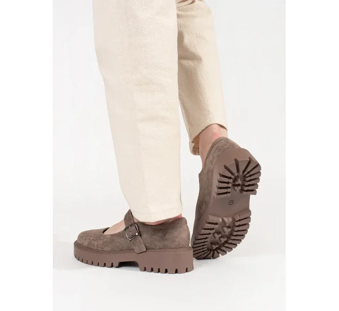 Stylové  polobotky dámské hnědé platforma