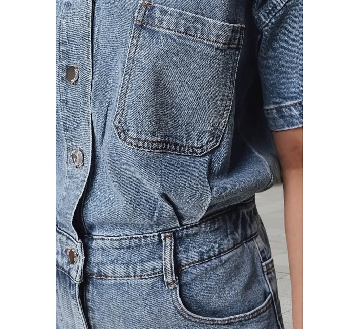 Dámský krátký džínový overal se šňůrkou v pase FashionStreet EY2639