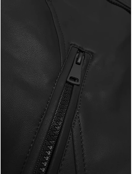 Černá bunda ramoneska s asymetrickým zipem model 19576658 - J.STYLE