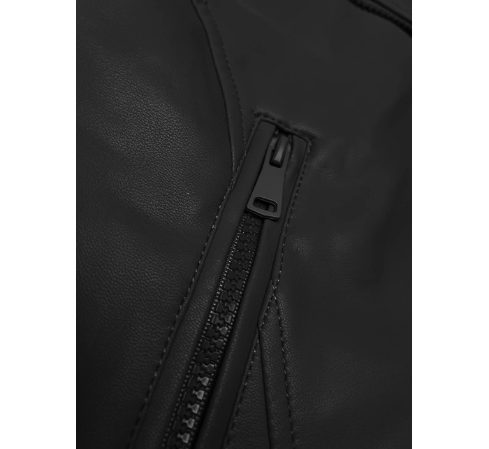 Černá bunda ramoneska s asymetrickým zipem J Style (11Z8130)