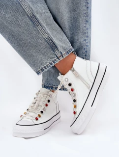 Kožené Vysoké Tenisky Dámské GOE RR2N4102 Bílé