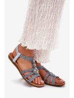 Dámské Ploché Sandály S Pásky Modré model 21693456 - Artiker Dámské Ploché Sandály S Pásky Modré model 21693456 - Artiker