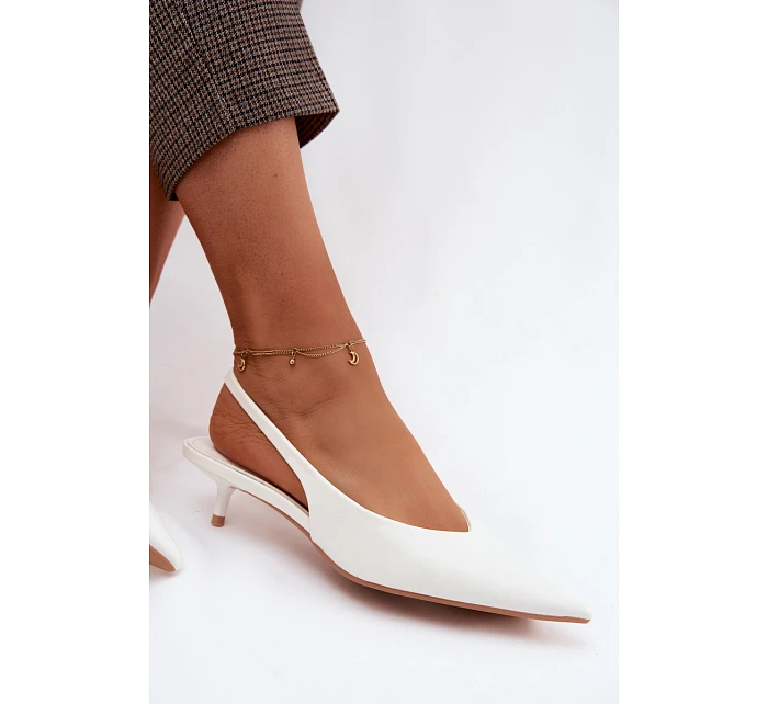 Lakované dámské sandály z umělé kůže na podpatku Bílé Averelle
