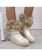 Dámské sněhule INT1924B sněhule na platformě z umělé kožešiny MM274380 Světle béžová - Big Star