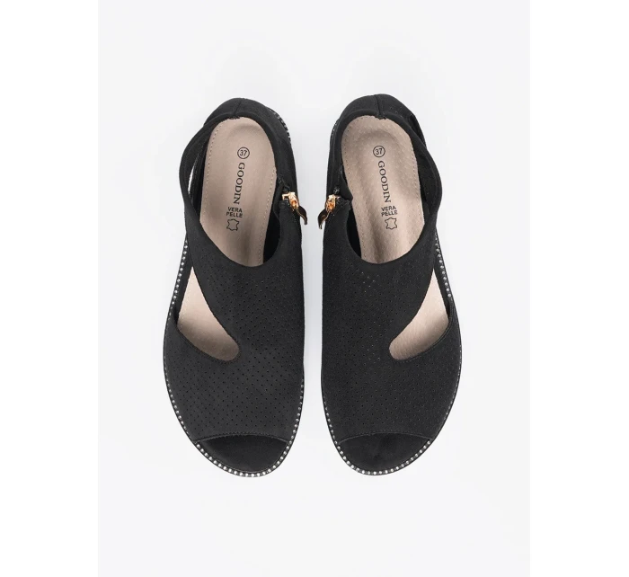 Trendy dámské  sandály černé na plochém podpatku