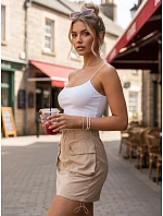 Dámská mini sukně béžová Dstreet model 21973981 - FashionStreet Dámská mini sukně béžová Dstreet model 21973981 - FashionStreet