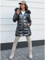 Dámská zimní bunda prošívaná dlouhá s kapucí SHINE šedá FashionStreet TY4564