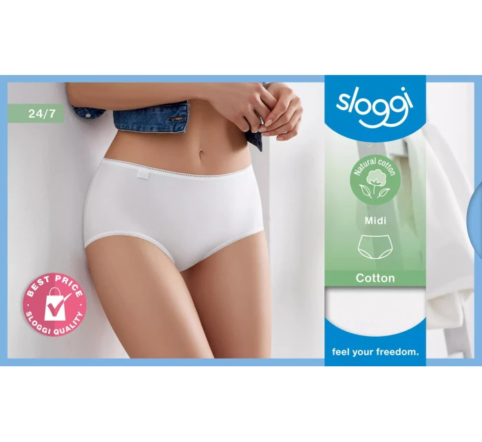 Dámské kalhotky 24/7 Cotton Midi bílé - Sloggi