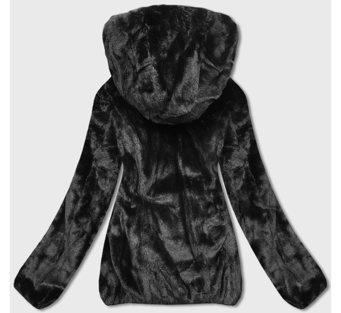Černá oboustranná dámská bunda-kožíšek (B8051-1)