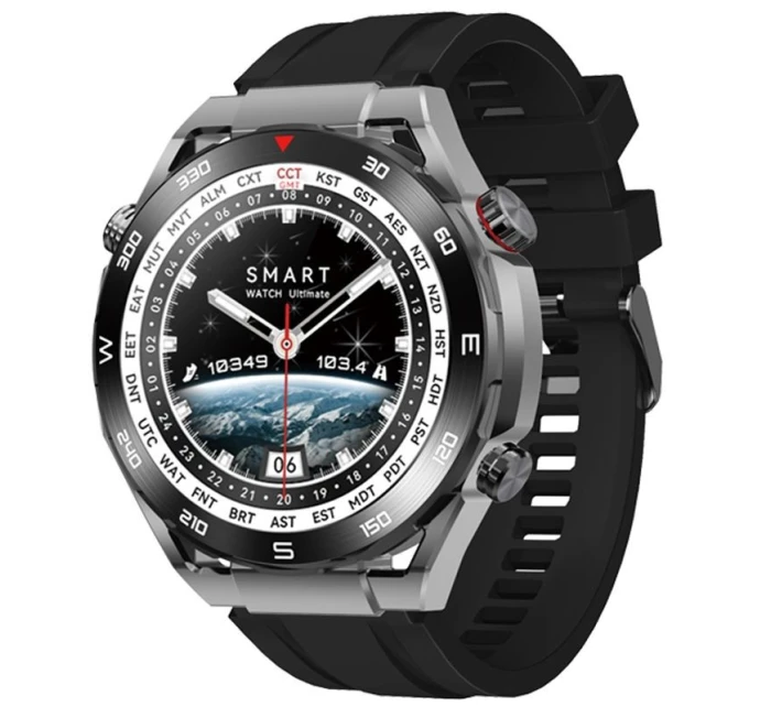 VELTORI VT100-1 smartwatch + černý silikonový řemínek + černá ekokůže VELTORI VT100-1 smartwatch + černý silikonový řemínek + černá ekokůže