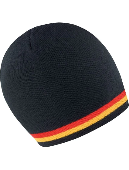 Result Headwear R 368X Pletená čepice s kontrastními pruhy 28.368X black/red-gold Result Headwear R 368X Pletená čepice s kontrastními pruhy 28.368X black/red-gold