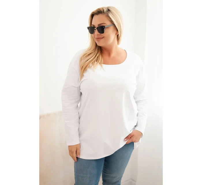 Dámská blůza Plus Size s lodičkovým výstřihem bílá