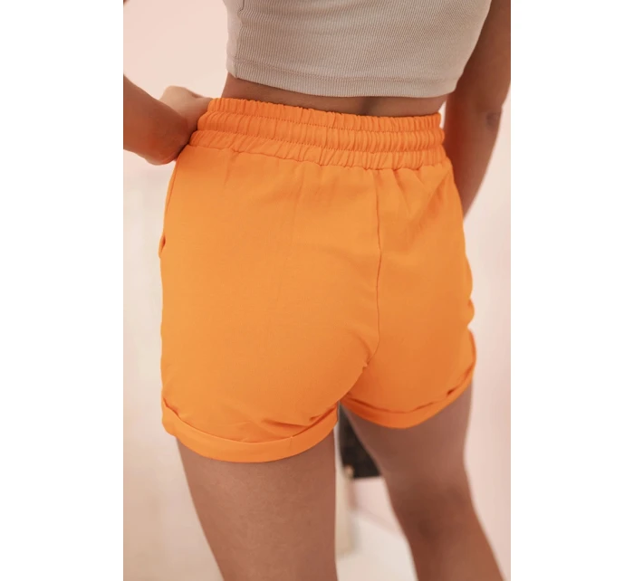Dámské bavlněné kraťasy s gumou a šňůrkou v pase oranžové Dámské bavlněné kraťasy s gumou a šňůrkou v pase oranžové