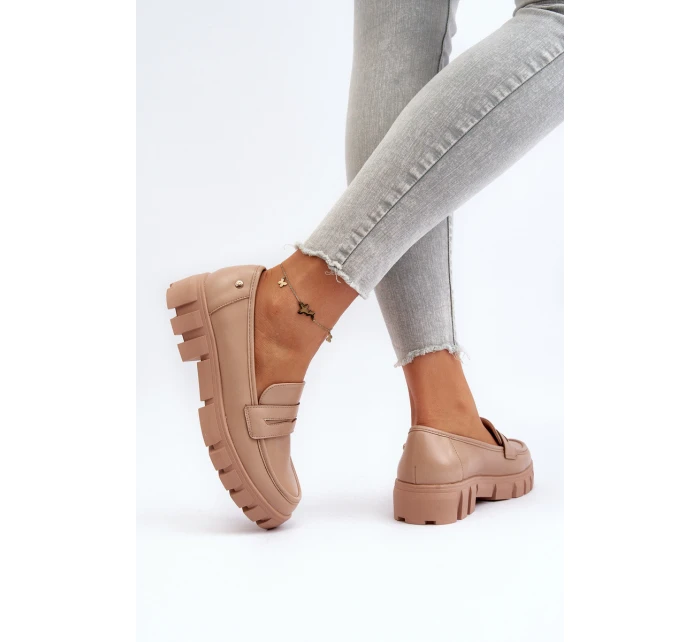 Dámské mokasíny z ekologické kůže béžové model 21649247 - VINCEZA