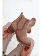 Dámské kotníkové boty na podpatku zateplené béžové model 21707438 - Boto Dámské kotníkové boty na podpatku zateplené béžové model 21707438 - Boto