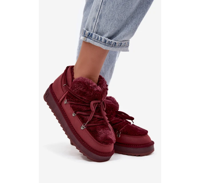 Nízké sněhule na platformě s kožíškem D.Franklin DFSH370011 bordové